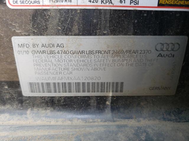 WAUMFAFMXAA120820 - 2010 AUDI A3 PREMIUM PLUS GRAY photo 12