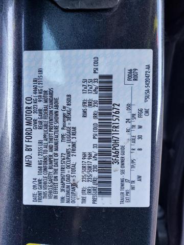 3FA6P0H71FR157672 - 2015 FORD FUSION SE GRAY photo 12