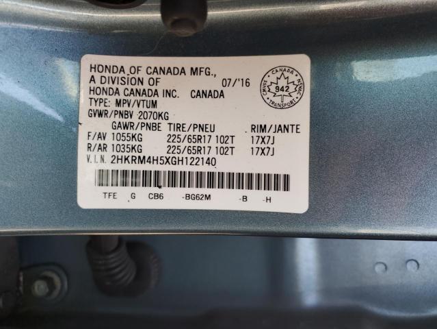 2HKRM4H5XGH122140 - 2016 HONDA CR-V EX BLUE photo 13