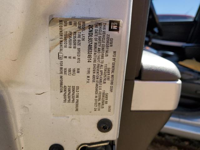 2CNDL937486324914 - 2008 CHEVROLET EQUINOX SPORT SILVER photo 14