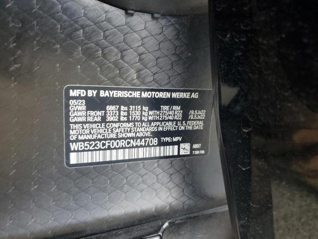 WB523CF00RCN44708 - 2024 BMW IX XDRIVE50 GRAY photo 12