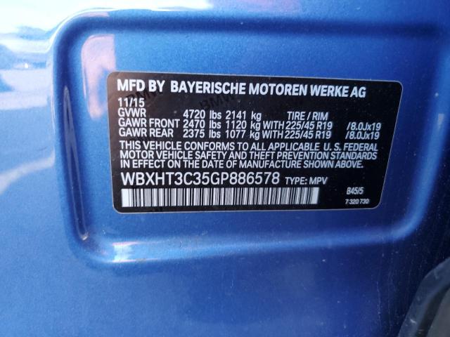 WBXHT3C35GP886578 - 2016 BMW X1 XDRIVE28I BLUE photo 13