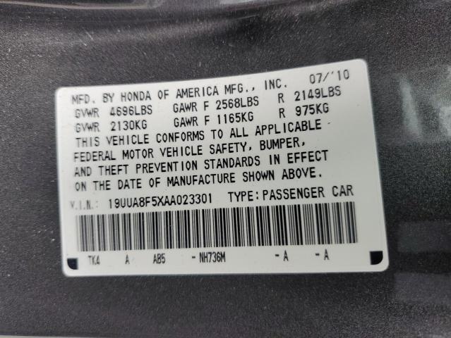 19UUA8F5XAA023301 - 2010 ACURA TL GRAY photo 12