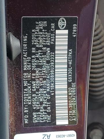 4T1BK3DB9BU383332 - 2011 TOYOTA AVALON BASE 栗色 照片 12