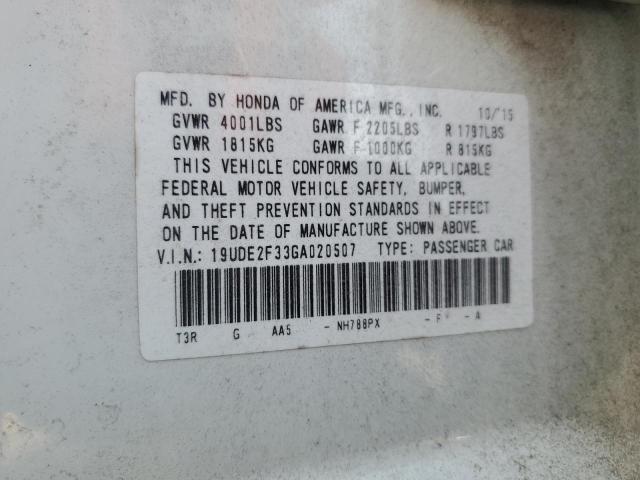 19UDE2F33GA020507 - 2016 ACURA ILX BASE WATCH PLUS WHITE photo 12