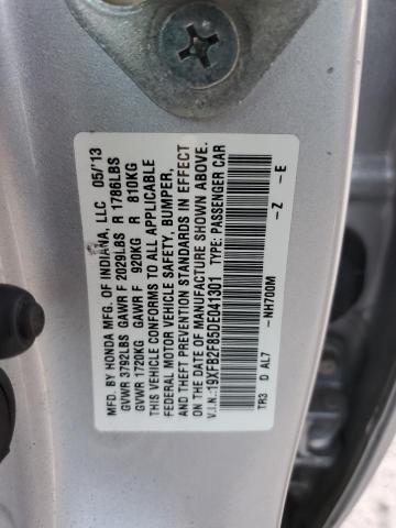 19XFB2F85DE041301 - 2013 HONDA CIVIC EX SILVER photo 12