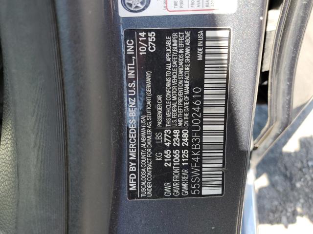 55SWF4KB3FU024610 - 2015 MERCEDES-BENZ C 300 4MATIC GRAY photo 12