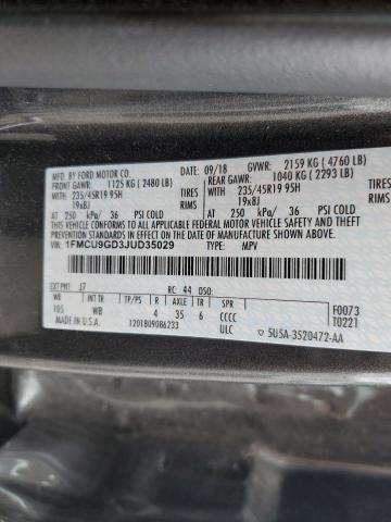 1FMCU9GD3JUD35029 - 2018 FORD ESCAPE SE GRAY photo 14