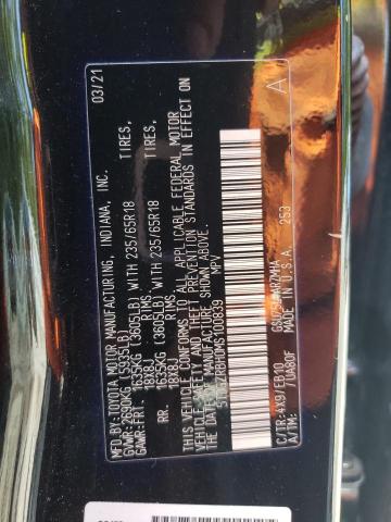 5TDGZRBH0MS100839 - 2021 TOYOTA HIGHLANDER XLE BLACK photo 14