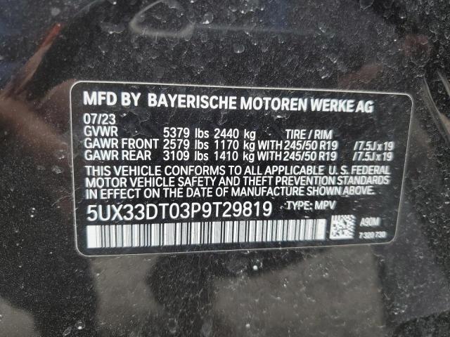 5UX33DT03P9T29819 - 2023 BMW X4 XDRIVE30I BLACK photo 12