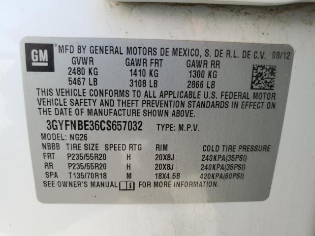 3GYFNBE36CS657032 - 2012 CADILLAC SRX PERFORMANCE COLLECTION Ақ фото 13