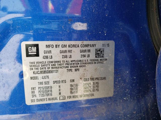 KL4CJBSB5GB561131 - 2016 BUICK ENCORE CONVENIENCE BLUE photo 13