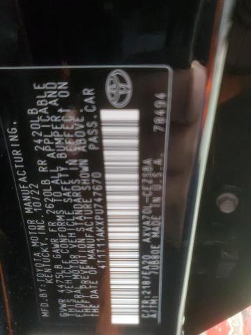 4T1T11AKXPU747670 - 2023 TOYOTA CAMRY SE NIGHT SHADE BLACK photo 12