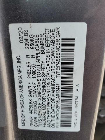 1HGCV2F96LA013447 - 2020 HONDA ACCORD TOURING GRAY photo 13