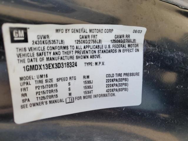 1GMDX13EX3D318324 - 2003 PONTIAC MONTANA LUXURY BLACK photo 13