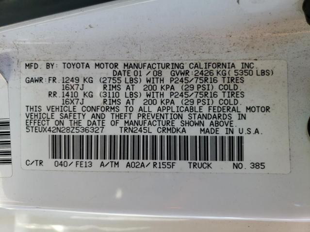 5TEUX42N28Z536327 - 2008 TOYOTA TACOMA ACCESS CAB Ağ foto 13