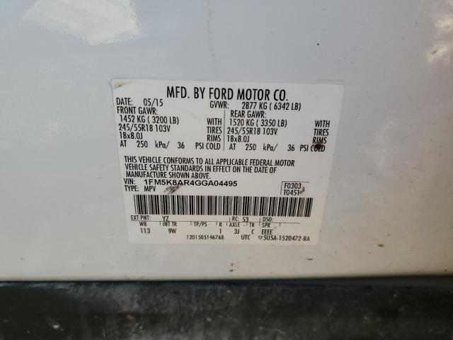 1FM5K8AR4GGA04495 - 2016 FORD EXPLORER POLICE INTERCEPTOR 白色 照片 12