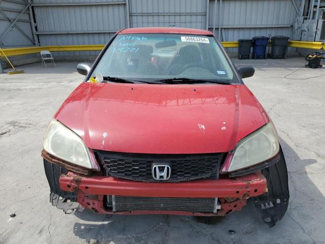 1HGES16355L015947 - 2005 HONDA CIVIC DX VP Qırmızı foto 5