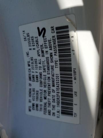 1HGCR2F87EA253301 - 2014 HONDA ACCORD EXL WHITE photo 13