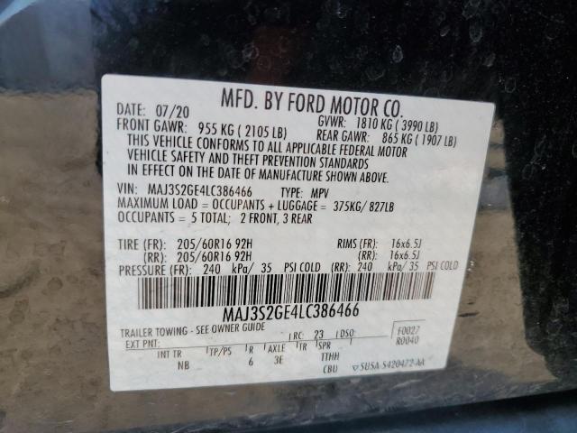 MAJ3S2GE4LC386466 - 2020 FORD ECOSPORT SE 黑色 照片 14