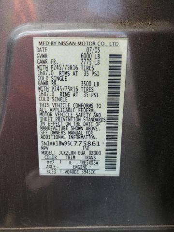 5N1AR18W95C775861 - 2005 NISSAN PATHFINDER LE 棕色 照片 12