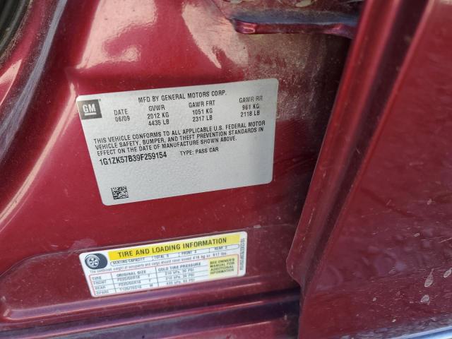 1G1ZK57B39F259154 - 2009 CHEVROLET MALIBU LTZ წითელი ფოტო 13