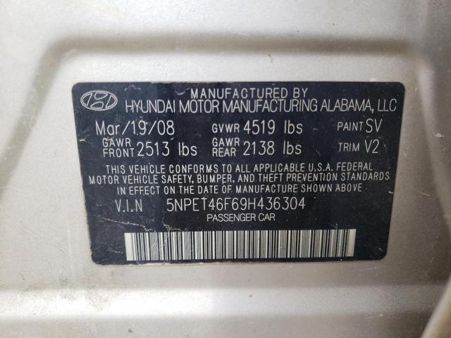 5NPET46F69H436304 - 2009 HYUNDAI SONATA GLS BEIGE photo 13