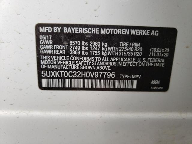 5UXKT0C32H0V97796 - 2017 BMW X5 XDR40E WHITE photo 12