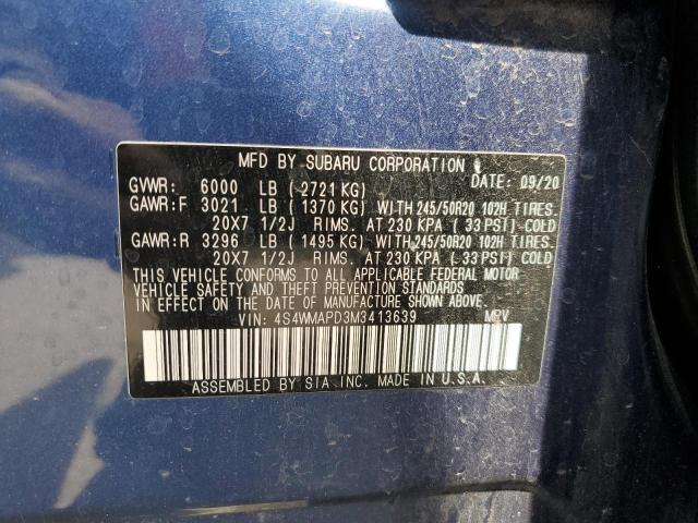 4S4WMAPD3M3413639 - 2021 SUBARU ASCENT LIMITED BLUE photo 14