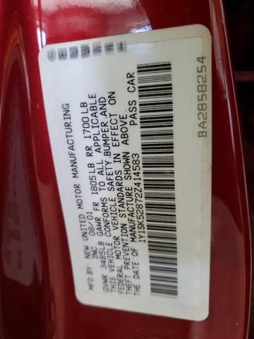 1Y1SK52872Z414583 - 2002 CHEVROLET GEO PRIZM BASE RED photo 12