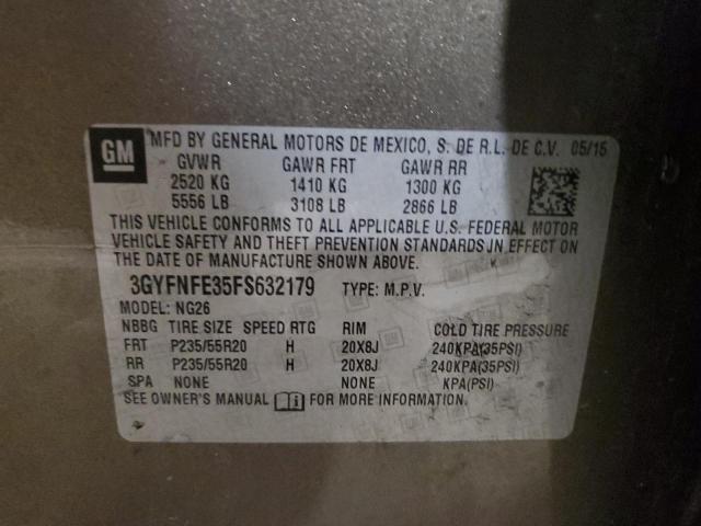3GYFNFE35FS632179 - 2015 CADILLAC SRX PERFORMANCE COLLECTION Қоңыр фото 13
