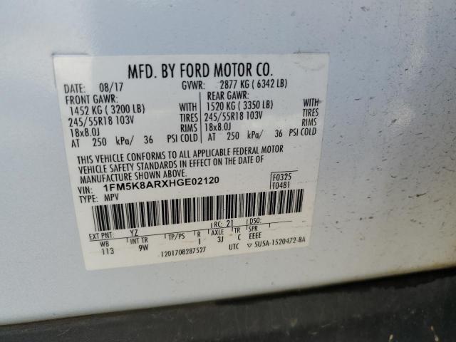 1FM5K8ARXHGE02120 - 2017 FORD EXPLORER POLICE INTERCEPTOR 白色 照片 14