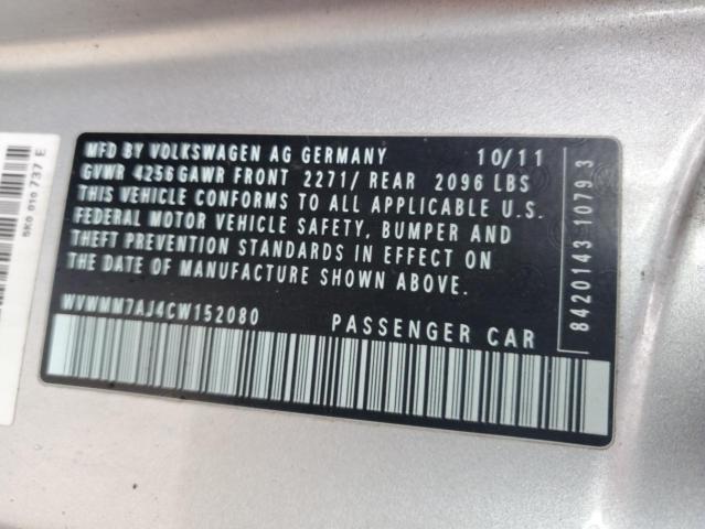 WVWMM7AJ4CW152080 - 2012 VOLKSWAGEN GOLF ვერცხლისფერი ფოტო 12