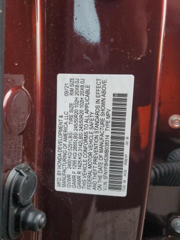 5FNYF8H53MB038314 - 2021 HONDA PASSPORT EXL Bordo foto 12