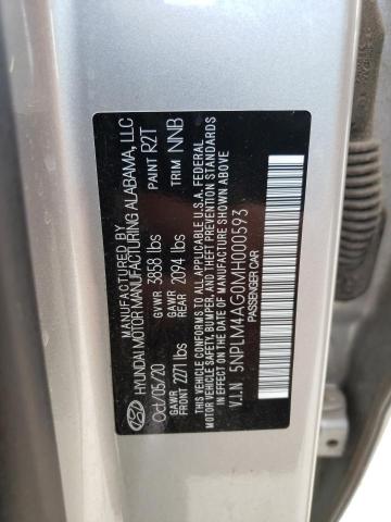 5NPLM4AG0MH000593 - 2021 HYUNDAI ELANTRA SEL SILVER photo 13