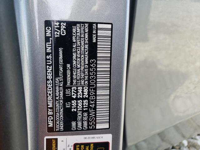 55SWF4KB9FU035563 - 2015 MERCEDES-BENZ C 300 4MATIC GRAY photo 12