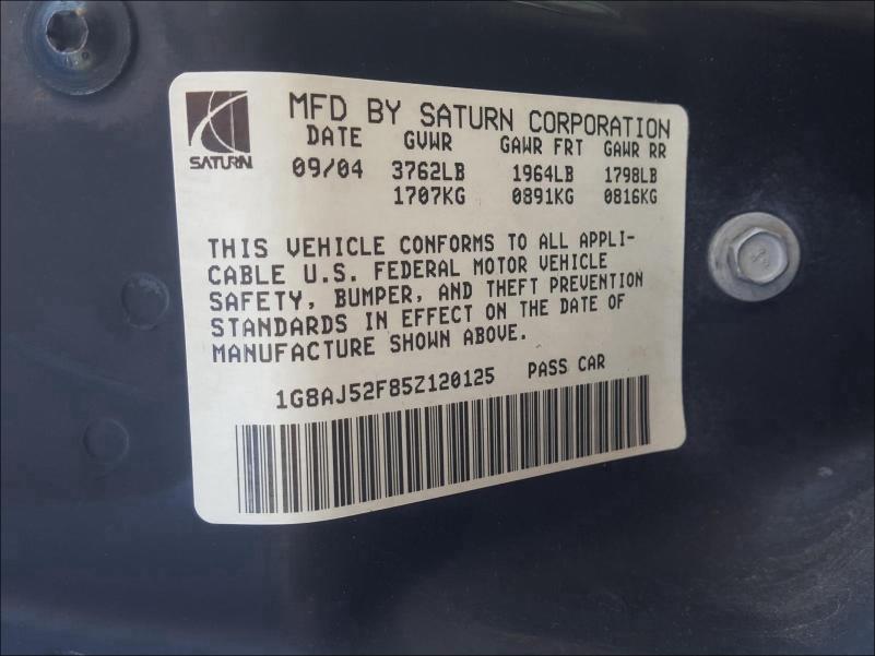 1G8AJ52F85Z120125 - 2005 SATURN ION LEVEL 2 WHITE photo 10