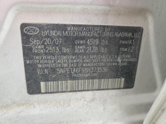 5NPET46F98H373536 - 2008 HYUNDAI SONATA GLS SILVER photo 13