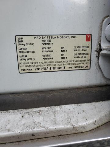 5YJSA1S16EFP33115 - 2014 TESLA MODEL S Ağ foto 12