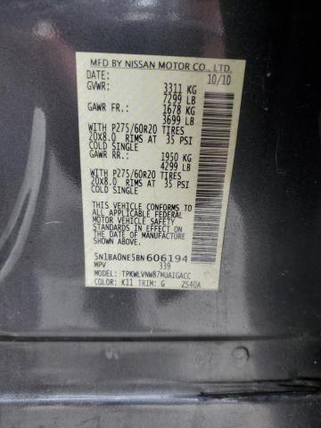 5N1BA0NE5BN606194 - 2011 NISSAN ARMADA PLATINUM ნაცრისფერი ფოტო 13