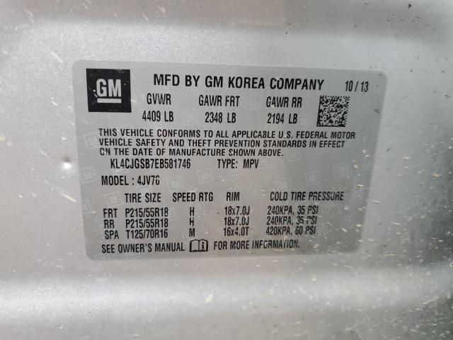 KL4CJGSB7EB581746 - 2014 BUICK ENCORE SILVER photo 13