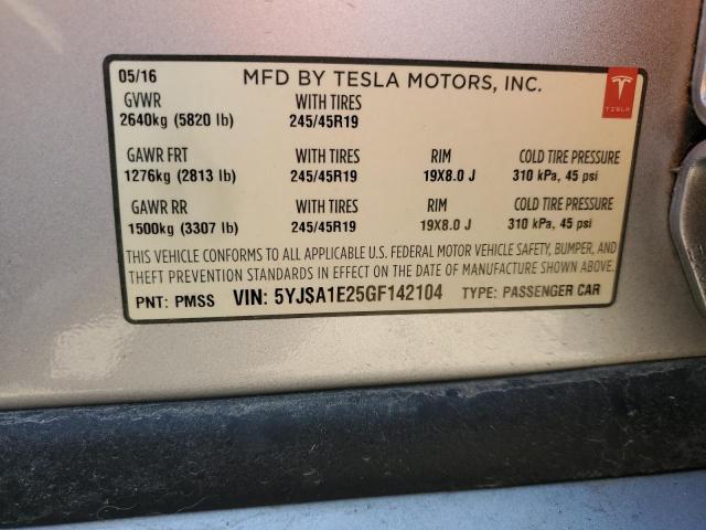 5YJSA1E25GF142104 - 2016 TESLA MODEL S SILVER photo 12