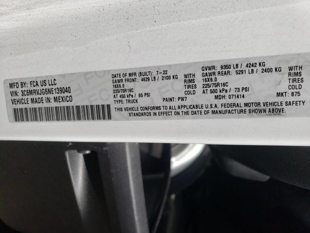 3C6MRVJG6NE139040 - 2022 RAM PROMASTER 3500 HIGH Ağ foto 13