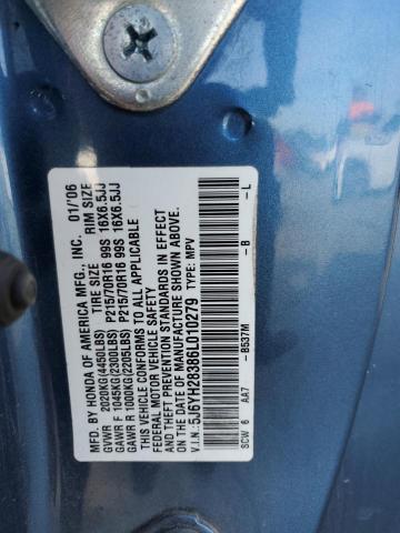 5J6YH28386L010279 - 2006 HONDA ELEMENT LX BLUE photo 12