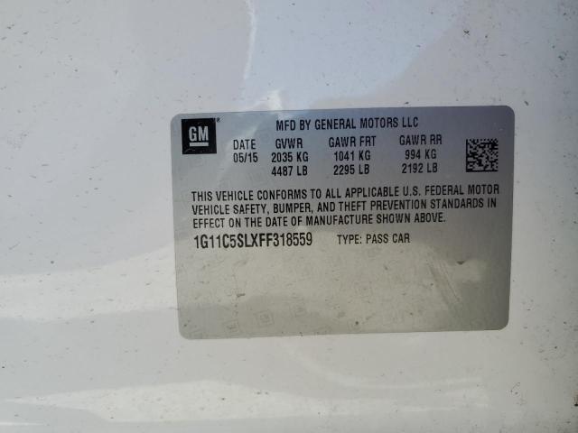 1G11C5SLXFF318559 - 2015 CHEVROLET MALIBU 1LT 白色 照片 12