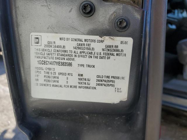 1GCEC14V7YE383586 - 2000 CHEVROLET SILVERADO C1500 GRAY photo 12