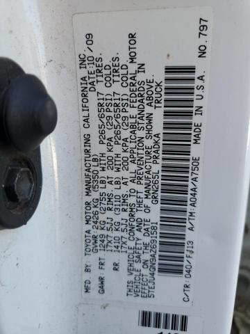 5TEJU4GN9AZ691581 - 2010 TOYOTA TACOMA DOUBLE CAB PRERUNNER WHITE photo 12