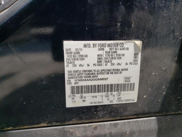 1FM5K8AR2GGA08027 - 2016 FORD EXPLORER POLICE INTERCEPTOR 黑色 照片 13