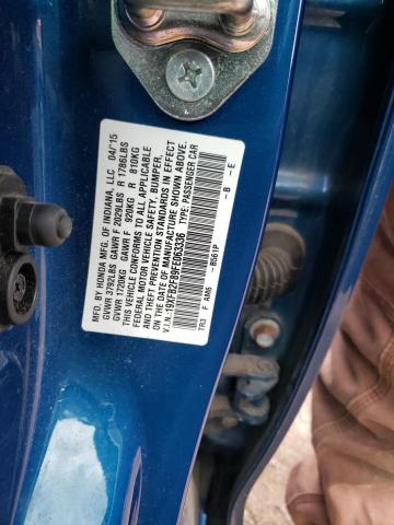 19XFB2F89FE063336 - 2015 HONDA CIVIC EX BLUE photo 12