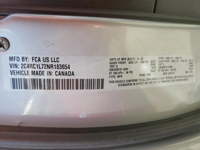 2C4RC1L72NR183654 - 2022 CHRYSLER PACIFICA HYBRID TOURING L SILVER photo 13